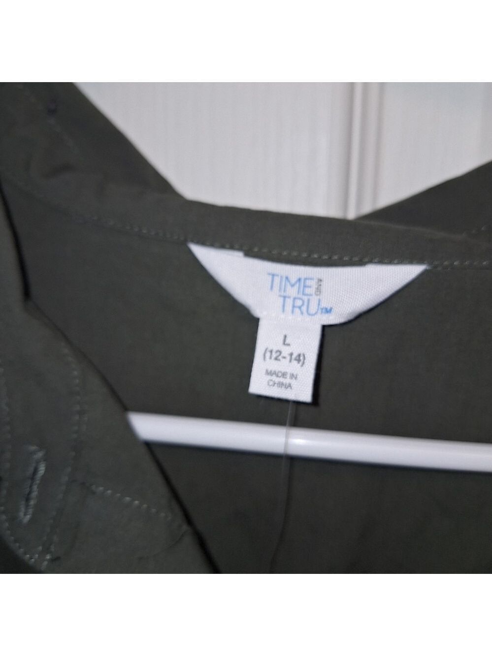 Time and Tru Olive Green Long Sleeve Shirt Dress Large - Picture 4 of 6